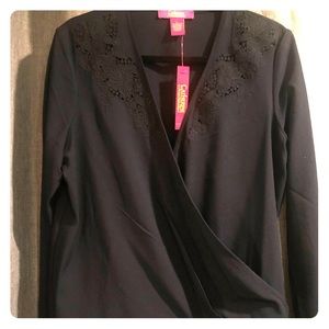 Catherine Malandrino ❤️ L Dk Blue Cut wrap top NWT